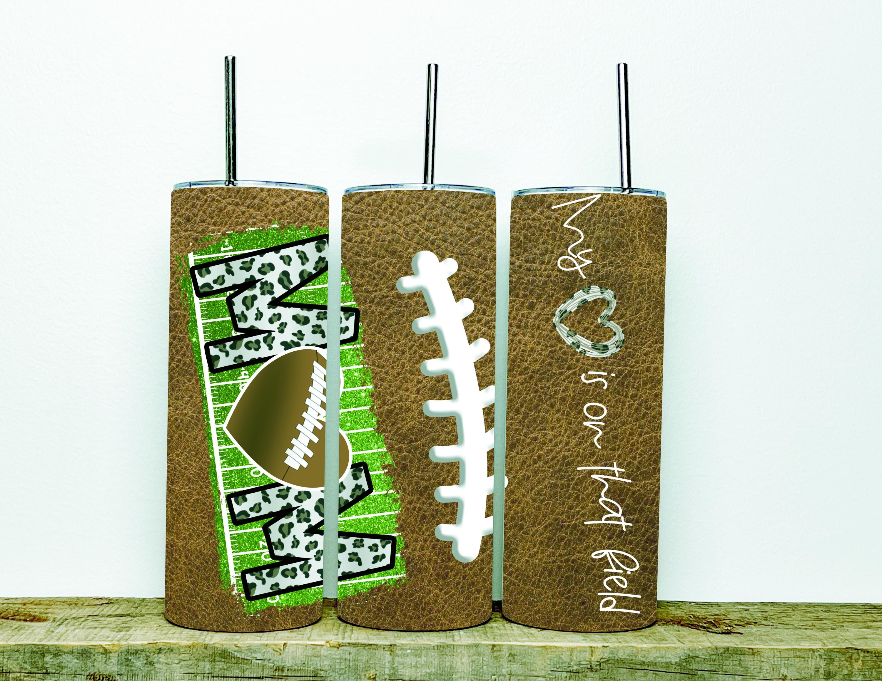 Football My Heart Is on the Field Tumbler, Birthday Gift Idea Tumbler, Water Bottle Tumbler with Straw, Tumbler Wrap Sublimation Design
