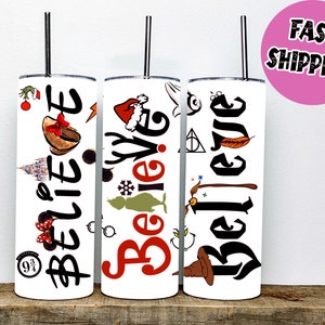 Believe Grinch Christmas Skinny Tumbler | Grinch Tumbler | Christmas Stainless Steel 20oz Tumbler With Straw