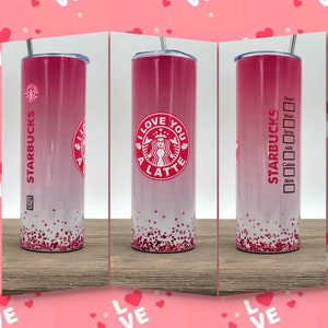 I love you a Latte Starbucks tumbler- pink hearts tumbler- valentine tumbler- pink Starbucks cup- - pink faux glitter tumbler