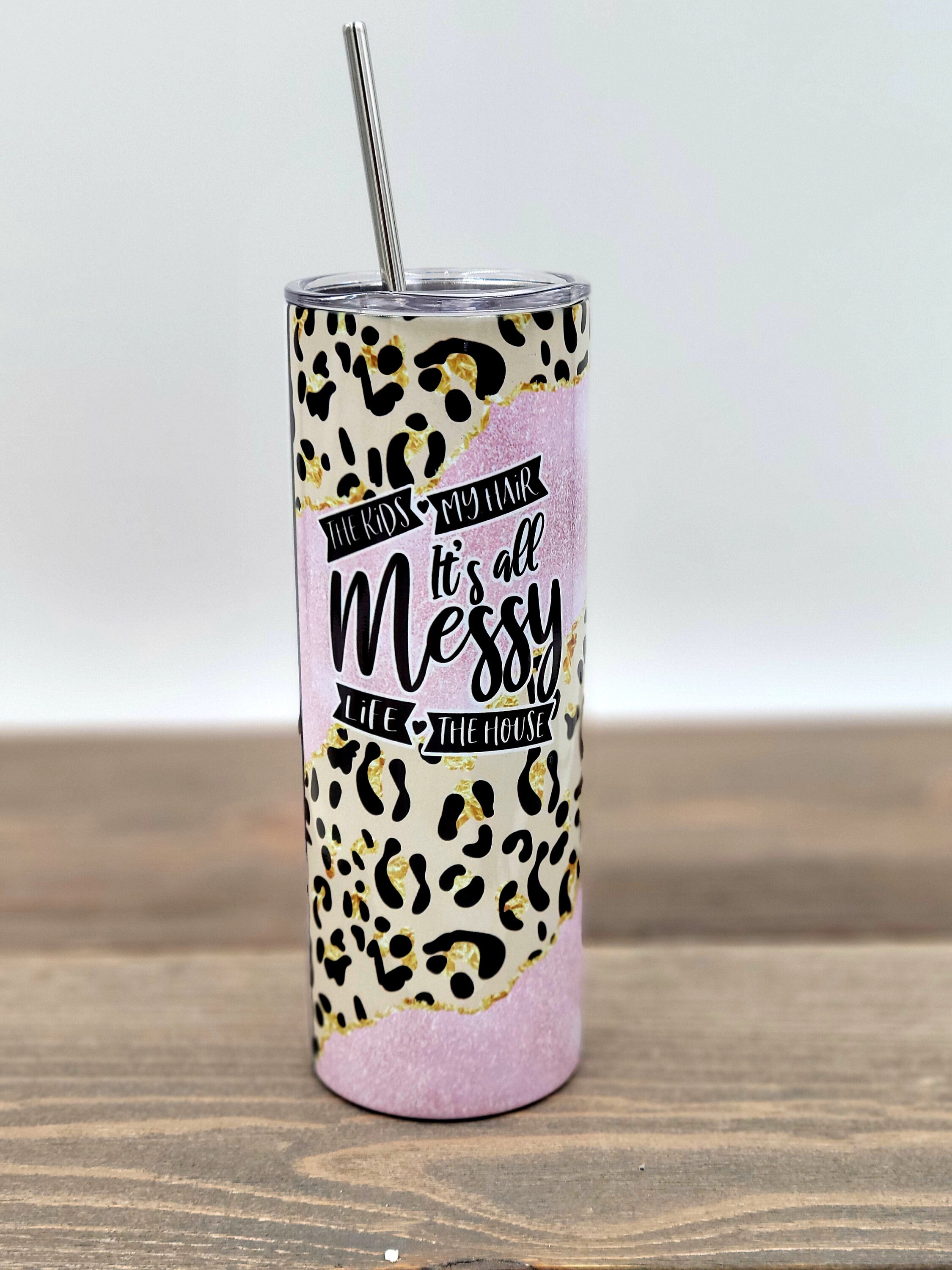 Pink Cheetah Tumbler momlife Mom Life Tumbler 20oz Etsy