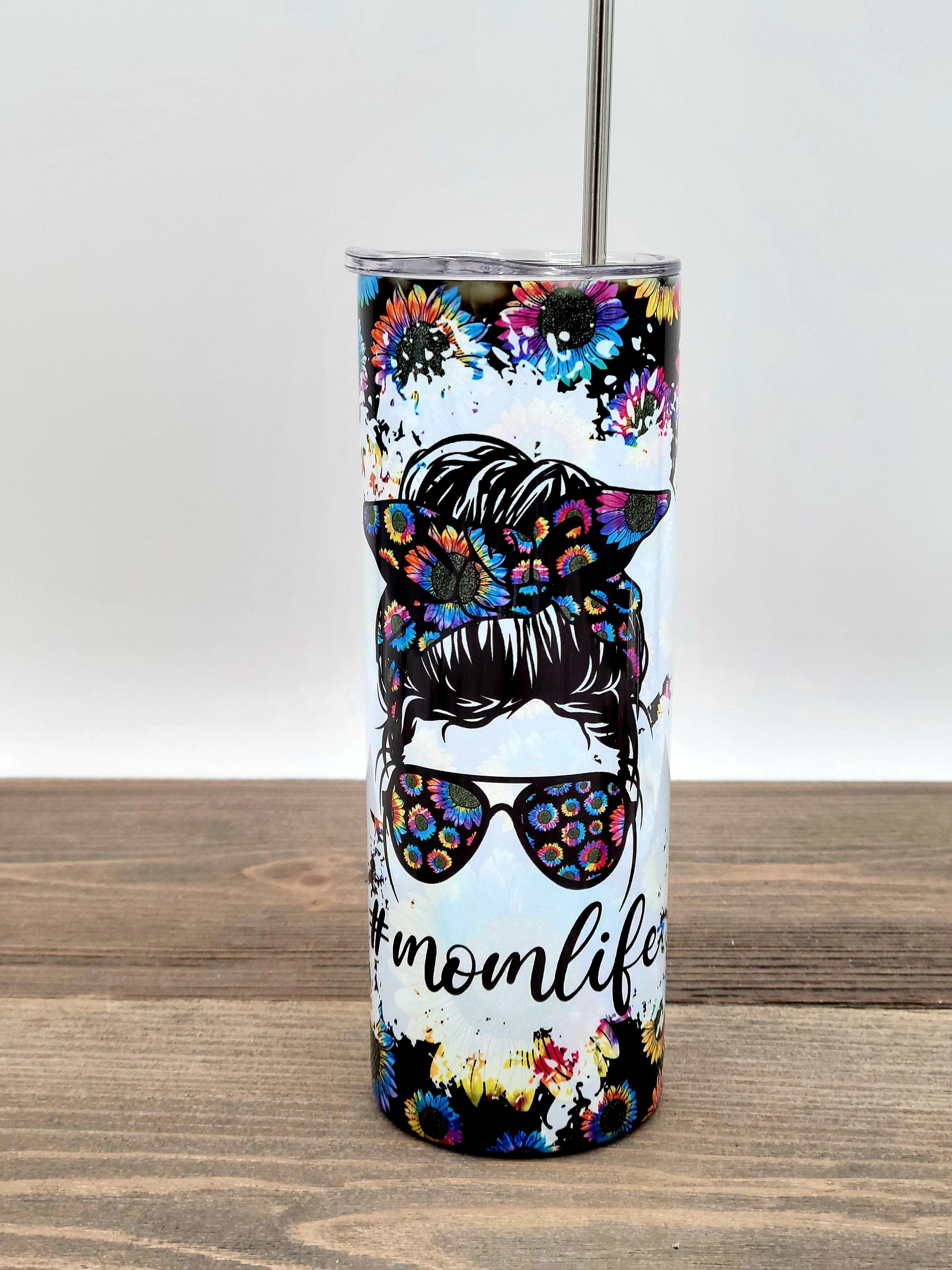 MOM Life Sunflower Tie Dye 20oz Skinny Tumbler | Momlife Tumbler ...