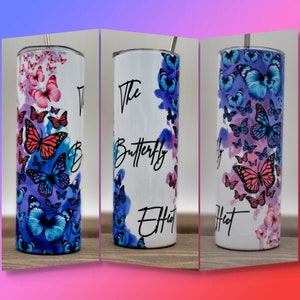 Butterfly Cup, Aangepaste Butterfly Tumbler, 20oz Tumbler, Herbruikbare Cup, Vlinders, Gepersonaliseerde Cup, Aangepaste Zeggen Butterfly Cup