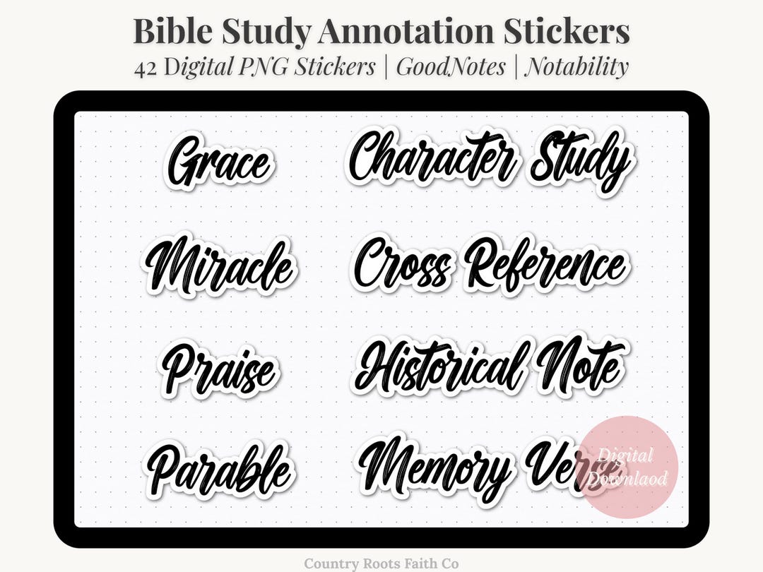 Bible Study Annotation Stickers | 42 PNG | Goodnotes Notability Bible ...
