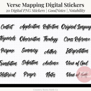 Verse Mapping Digital Stickers | Bible Study PNG | GoodNotes Notability | Annotation Stickers | Instant Download