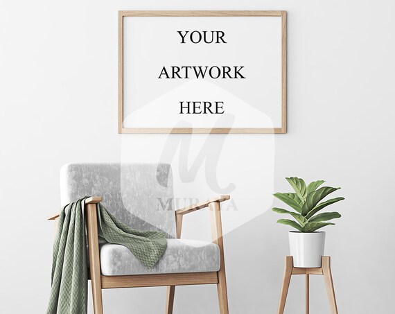 A3 Wood Frame Mockup Wood Landscape Frame Styled Stock