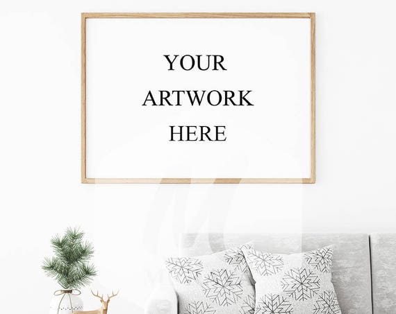 Horizontal Poster Frame Mockup Scandinavian Style Interior Background Livingroom