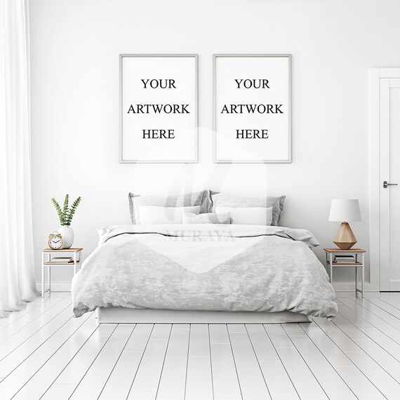 A3 Bedroom Portrait Frames Mockup Double Frame Mockup Silver