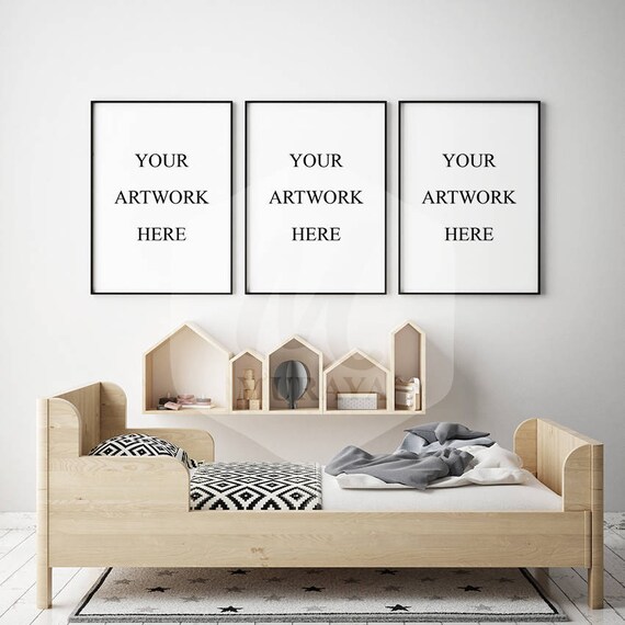 Download 3 Panel Frames Mockup Childrens Room Poster Mockup Scandinavian Free Branding Identity Mockup Psd Template