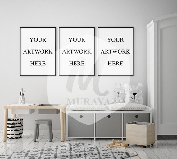 Kids Room 3 Panel Frame Mockup Nursery Frames Mockup Kids Room 3 Panel Frame Mockup Nursery Frames Mockup