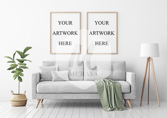 A3 2 Panel Wood Frame Mockup Styled Stock Photograpy