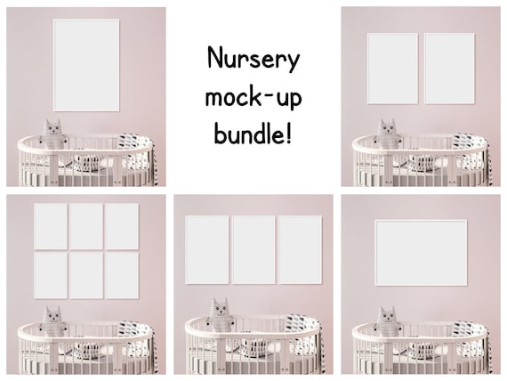 A3 Nursery Frames Mockup Bundle Portrait 6 Panel 3 A3 Nursery Frames Mockup Bundle Portrait 6 Panel 3