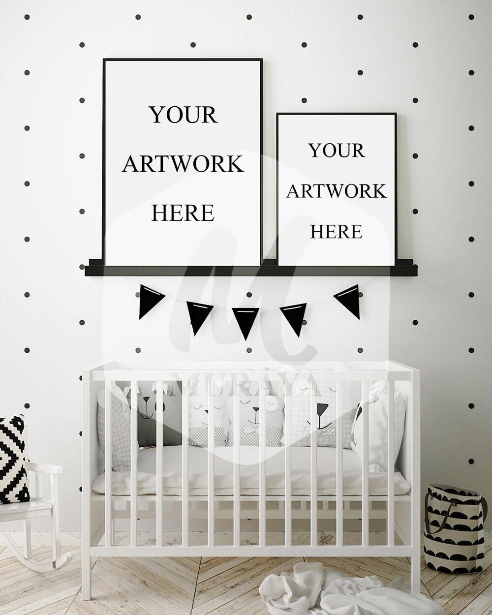 2 Panel Nursery frame mockup baby room frames mockup Etsy