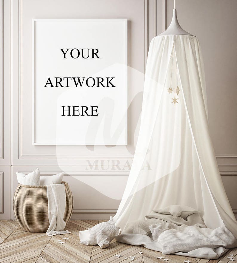A3 Nursery White Frame Mockup Wood Frame Mockup Styled Stock Etsy