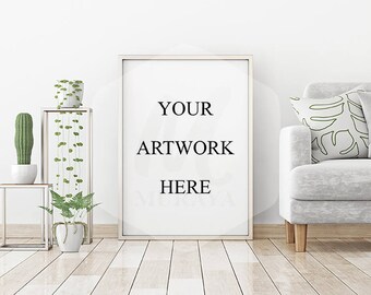 Silver Frame Mockup, Silver Portrait Frame, Styled Stock Photograpy, Scandinavian Style Interior, PSD Mockup, Digital Item, Modern Design