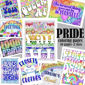 PRIDE Malbuch herunterladbar, bedruckbar, LGBTQ, trans, queer, Regenbogen Malseiten