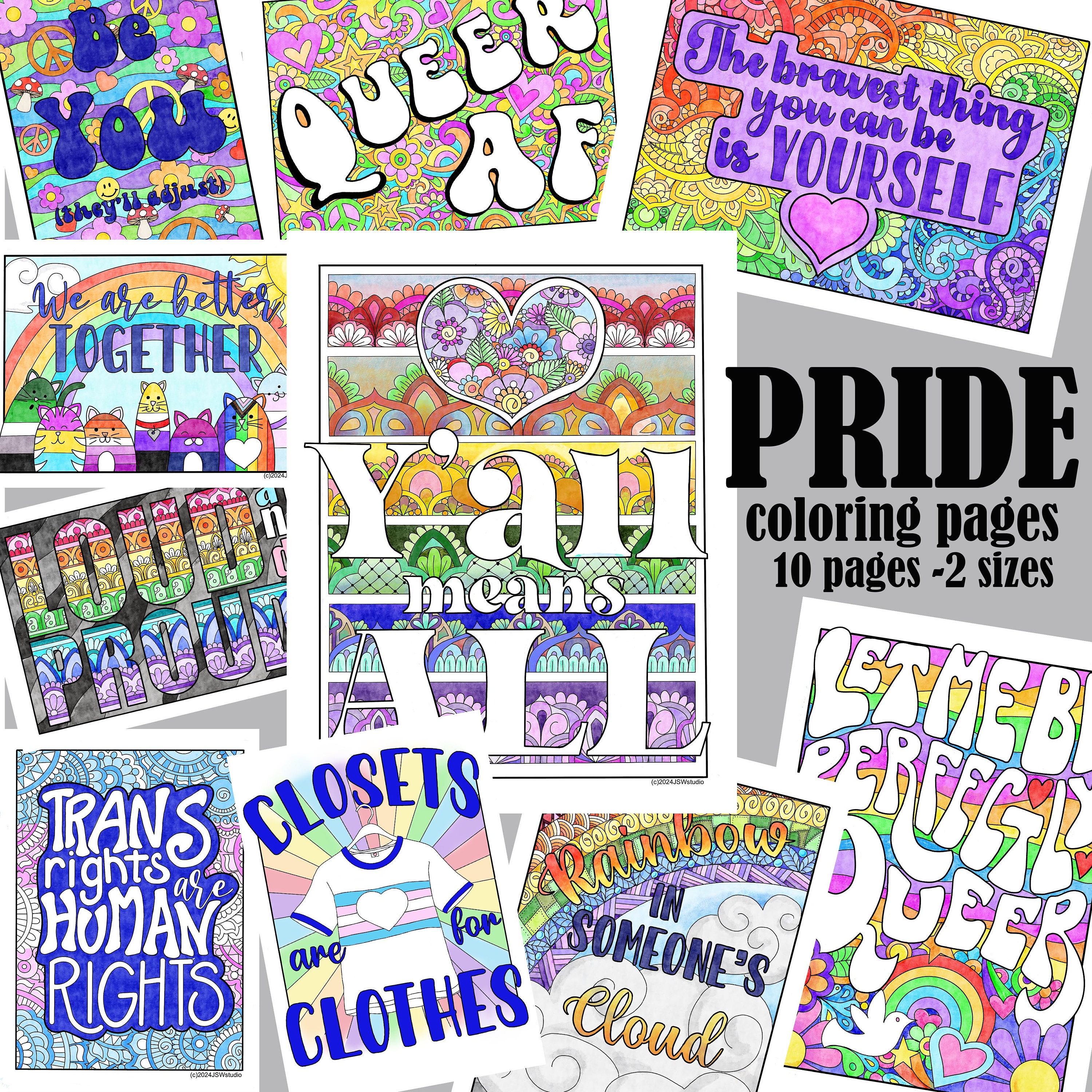 PRIDE Coloring Book Downloadable, Printable, LGBTQ, Trans, Queer ...