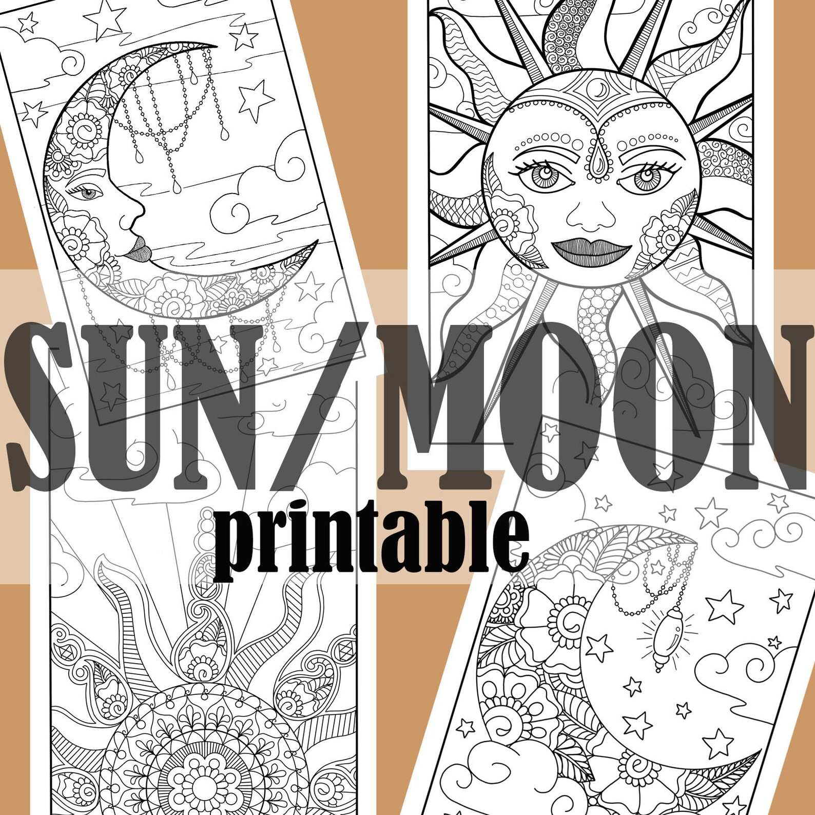 Printable Download SUN MOON Coloring Pages - Etsy