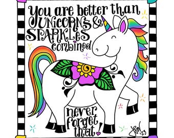 Unicorn glossy vinyl sticker, for laptop, water bottle, tumbler
