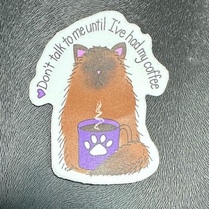Não fale comigo até eu tomar meu café Adesivo de gato, vinil, para garrafas de água, laptops, copos, carros dentro ou fora de casa