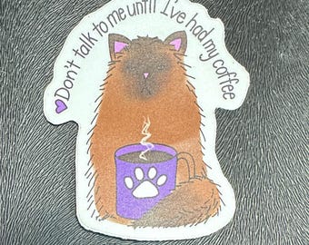Funny Cat Coffee Vinyl Sticker - Laptop, Water Bottle, Car