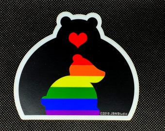 Mama Bear LGBT Pride Sticker: Rainbow Baby Bear Vinyl Decal