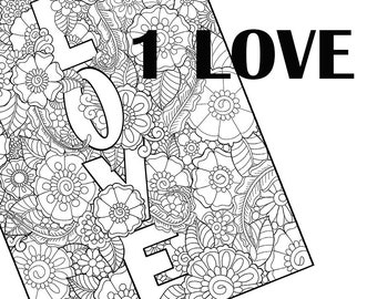 1 Love Coloring Page