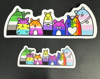 Rainbow Cats Pride Sticker: Laptop, Tumbler, Car Vinyl Decal