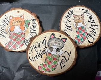 Personalized wooden Cat ornament