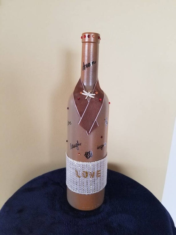 Decorated Wine Bottle Perfect For Flower Vase Etsy