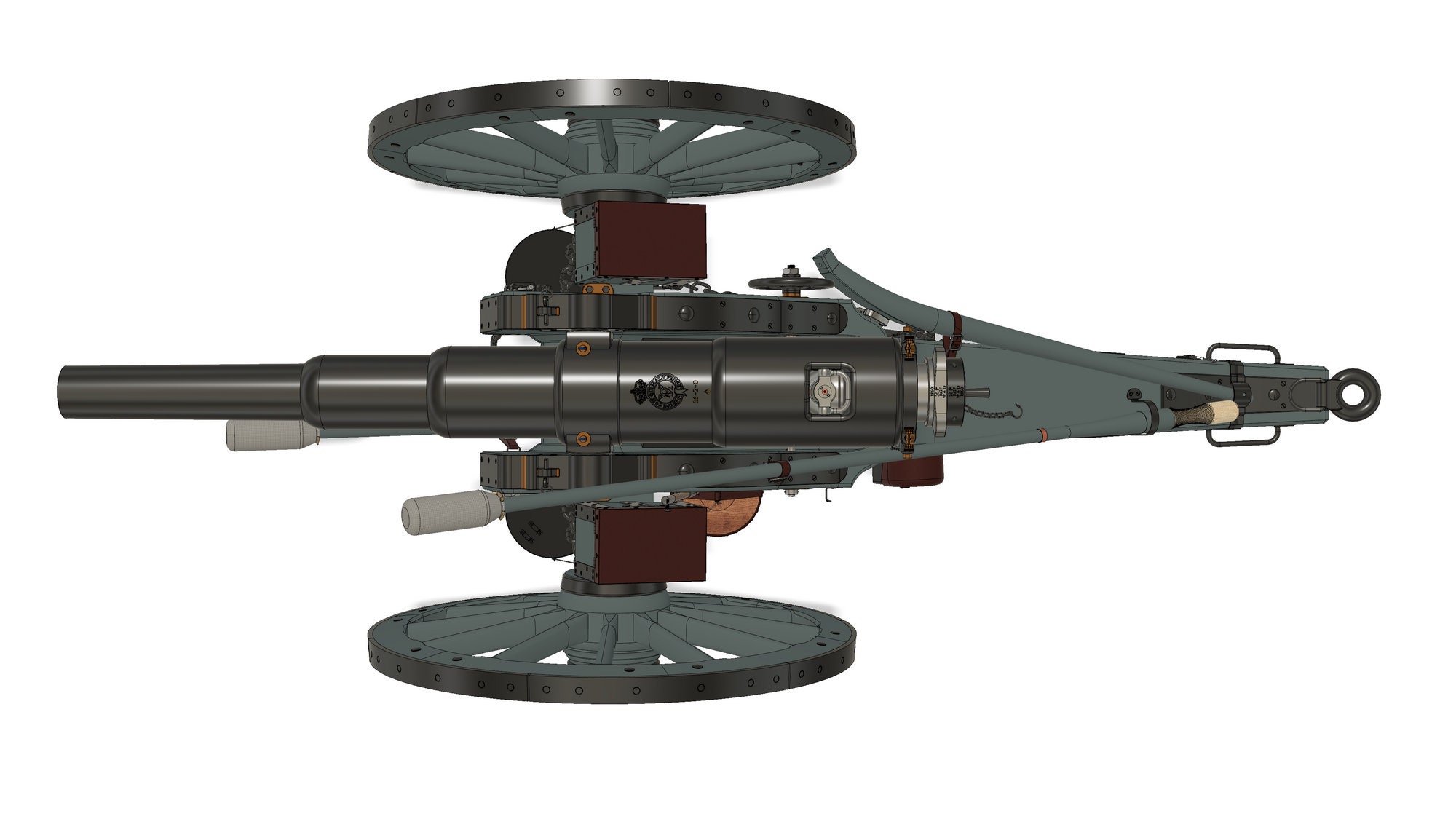 MODELO 3D British Armstrong RBL 20pounder 16 cwt Gun on Field Carriage