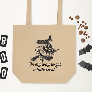 Halloween Trick or Treat Candy Bag Organic Cotton Tote Bag