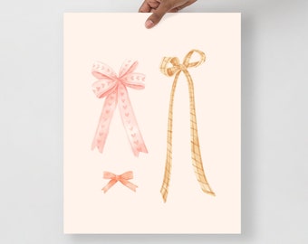Ribbons Bows Home Decor Coquette Aesthetic Wall Art Gift for Her Dorm Decor Neutral Nursery Gift for Mom Ribbons Bows Aesthetic | Poster
