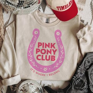Pink Pony Horseshoe Sweatshirt LGBT Vintage Western Sweater Cozy Queer Cowboy Pullover