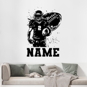 Calcomanías de vinilo para pared con diseño de fútbol - Adhesivo de pared con diseño de fútbol personalizado - Calcomanías de pared con diseño de fútbol personalizado - Calcomanía de pared con nombre personalizado