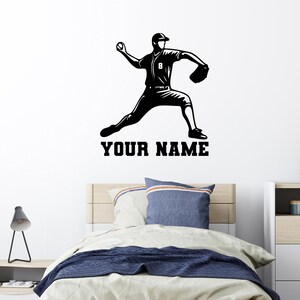 Baseball Room Stickers - Custom Name Baseball Wall Decal - Baseball Wall Sticker - Baseball Decals for Boys Room