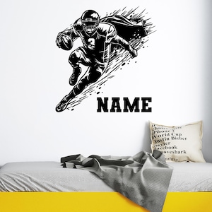 Adhesivo de pared de fútbol - Adhesivos con nombre de fútbol - Adhesivos de pared deportivos para habitación de niños - Adhesivo de pared de fútbol personalizado - Decoración de pared de fútbol con nombre