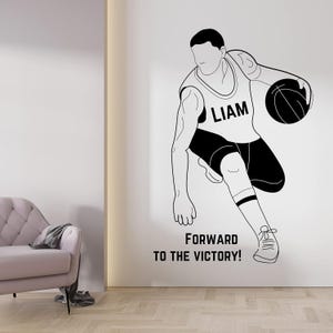 Basketball Player Wandtattoo - Vinyl-Aufkleber mit Zitat - Original Sport Dekor mit Ihrem eigenen Namen - Kunst Basketball Dekoration für Kinder