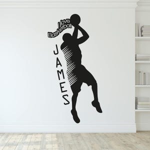 I Love Basketball Customizable Basketball Player Wall Decal - Customize Your Own Name On The Sticker - Cool Basketball Wall Sticker