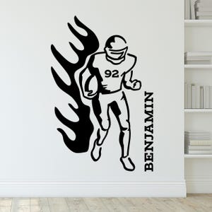 Boy Name Decal for Wall - Decal of Running Football Player -Customized Sticker for Boy Room - Modern Unique Wall Decor