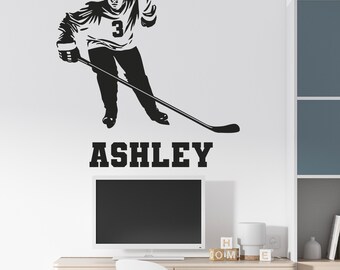 Hockey Wall Decals Hockey Vinyl Decals & Clings Personalized Ice Hockey Wall Decals Hockey Wall Decor for Boys Room Hockey Wall Stickers