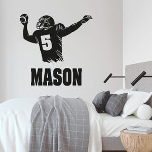 Resilient Exclusive Football Wall Decal - American Football Wall Stickers Your own Name and Number - Football Long-Lasting Boy Room Decor