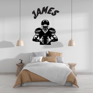 Custom Football Wall Stickers - Personalized Name and Number Decals for Boys&#39; Room Decor - Football Player Wall Decor - Sporty Stickers