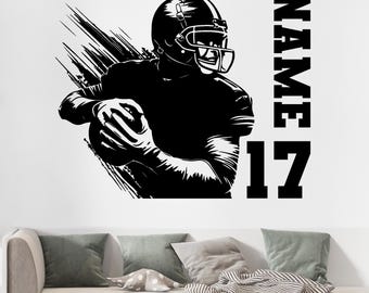Football Name Decals for Boys - Football Name Decals Boys - Customized Football Decal - Football Wall Decor with Name - Football Name Decals