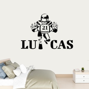 Custom Football Wall Decal - Personalized Vinyl Sticker for Boys Room Decor - Football Helmet and Ball with Name - Sport Wall Stickers