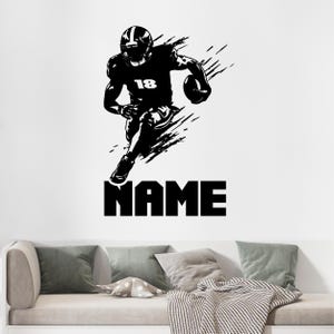 Calcomanía de jugador de fútbol - Calcomanía de pared de fútbol para niños - Calcomanía de pared con nombre personalizado de fútbol - Calcomanía de jugador de fútbol personalizada