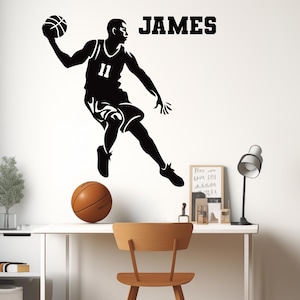 Basketball Player Wall Decal - Basketball Decals for Boys Room - Basketball Room Stickers - Basketball Decorations for Bedroom