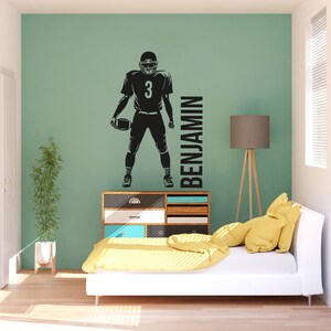 Personalized Football Name Decals for Boys Room Decor - Football Player Figure with Personalized Name - Create a Unique Room Design
