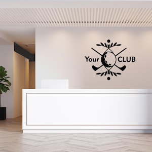 Unique Emblem of Golf Club Decal with Inscription - Logo of Golf Club Personalized Decals - Creative Golf Club Logo Vinyl Wall Decal