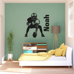 Calcomanías de fútbol - Calcomanía de pared con nombre personalizado - Decoración de vinilo para el hogar con futbolista - Decoración de habitación de fútbol para dormitorio de niños