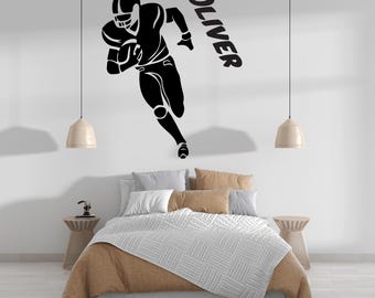 Personalized Name Wall Decal for Boys - Create Your Game Room with Custom Football Stickers - Football Player Wall Decor - Sporty Stickers